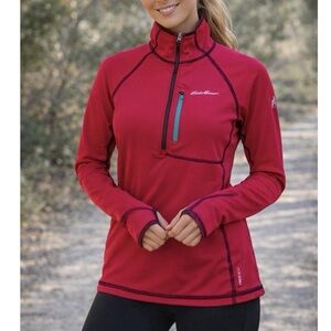 Eddie Bauer Womens FreeHeat Athletic Jacket 1/2 Zip Size M First Ascent Stretch
